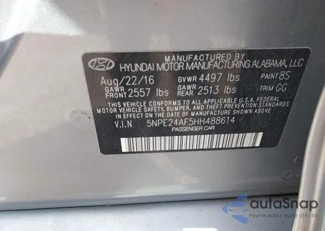 2017 Hyundai Sonata from USA, damaged, VIN 5NPE24AF5HH488614